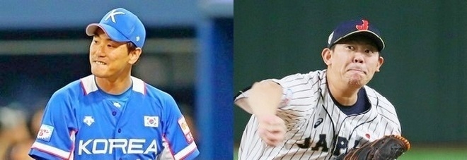 (왼쪽부터)SK 와이번스 김광현 선수와 요미우리 자이언츠 야마구치 순 선수. 사진=연합뉴스
