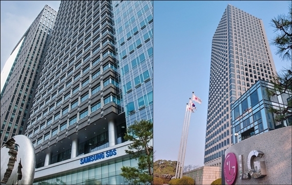 서울 송파구 삼성SDS 사옥(좌)과 여의도 LG트윈타워. 사진=글로벌이코노믹 DB