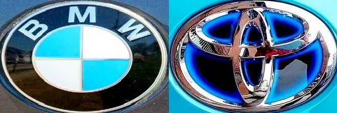 ‘일본 올해의 車’에 도요타와 독일 BMW가 각각 올랐다. (오른쪽부터)도요타 엠블럼과 BMW 엠블럼.