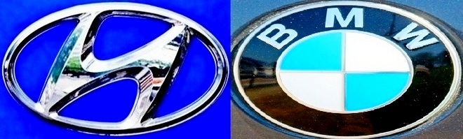 APT 해커그룹 오션로터스가 BMW의 네트워크 시스템을 공격한데 이어 현대차를 노리고 있다. (왼쪽부터)현대차, BMW 엠블럼. 사진=글로벌이코노믹 정수남 기자