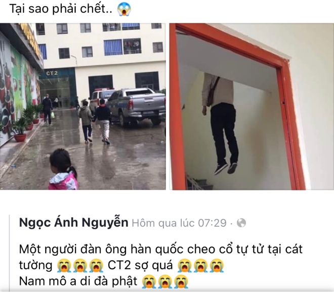 베트남 북부 박닌에서는 한국인 남성이 목을 매단체 자살로 추정되는 사건이 발생했다.