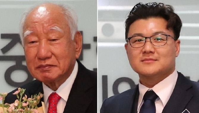 중소벤처기업부는 지난 26일 13,14번째 명문장수기업으로 한국해사기술과 청주석회 2개 기업을 선정했다. 사진은 한국해사기술 신동식(왼쪽) 명예회장과 청주석회 최종문 대표이사. 사진=중소벤처기업부