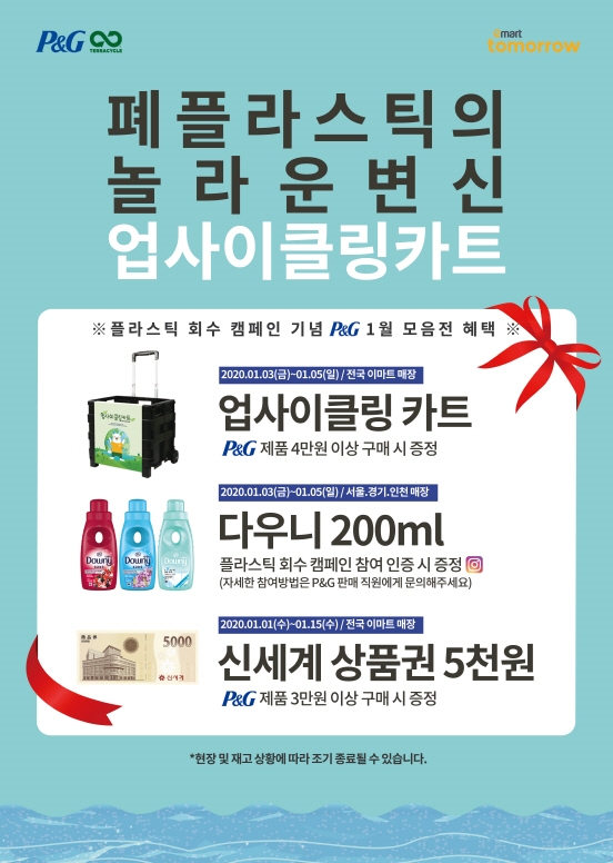 한국P&G는 1월 15일까지 전국 이마트 매장에서 P&G 제품 구매객에게 풍성한 혜택을 제공하는 생활용품 모음전을 진행한다고 3일 밝혔다. 사진=한국P&G