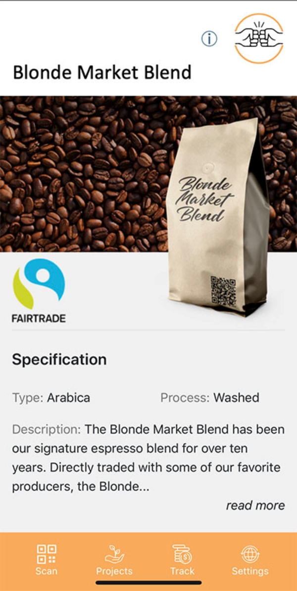 IBM이 CES 2020에서 커피 유통과정을 추적하는 블록체인 기반 애플리케이션 ‘탱크 마이 파머(Thank My Farmer)’를 공개했다. 자료=IBM