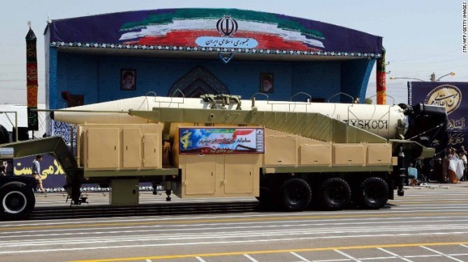 이란의 준중거리 탄도미사일 '호람샤르'. 북한 무수단 미사일을 기반으로한 액체연료 중거리미사일이다. 사진=CSIS