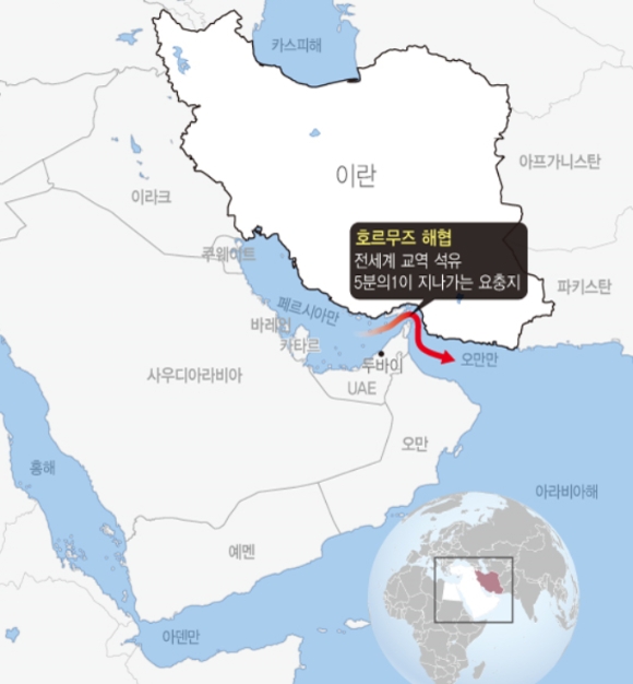 호르무즈 해협을 통과하면 내륙에 카타르 국가가 있다. 사진=뉴시스