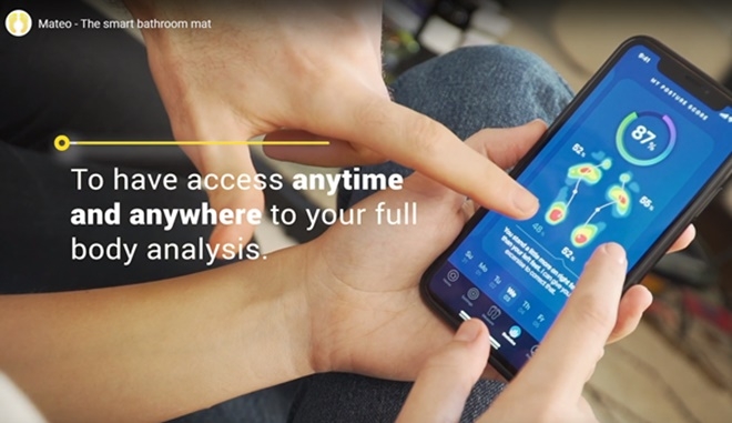마테오의 전자매트는 체중뿐아니라 압력매핑을 통해 신체의 자세교정 등에도 도움을 준다. 사진=마테오 유튜브