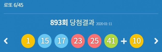 1월11일 추첨한 로또 892회 당첨결과. 사진=동행복권 홈페이지