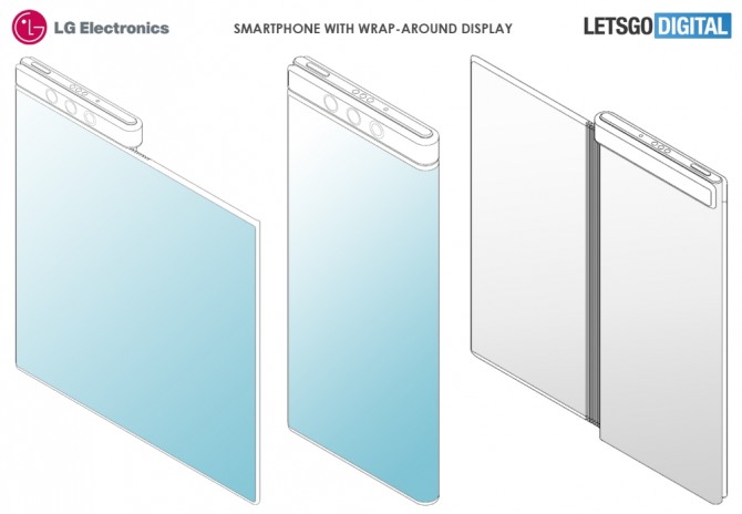 LG전자가 특허 출원한 랩어라운드 디스플레이 스마트폰을 레츠고디지털이 재구성한 이미지. 사진=레츠고디지털