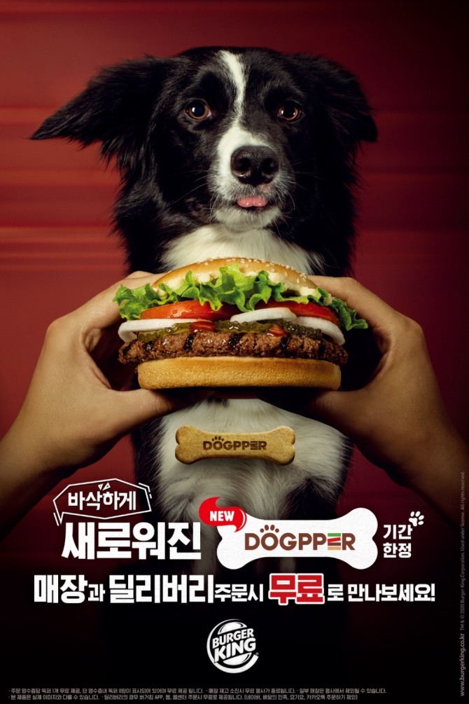햄버거 브랜드 버거킹이 반려견 간식 ‘독퍼(Dogpper)’를 무료로 증정하는 행사를 3월 1일까지 전국 매장에서 선착순으로 벌인다고 17일 밝혔다. 사진=버거킹