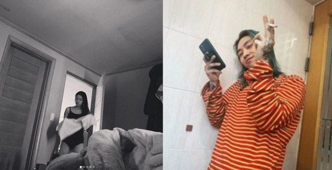 래퍼 씨잼이 속옷만 입은 여자친구 사진을 SNS에 게재해 논란이 일고 있다. 사진=씨잼 인스타그램 캡처 