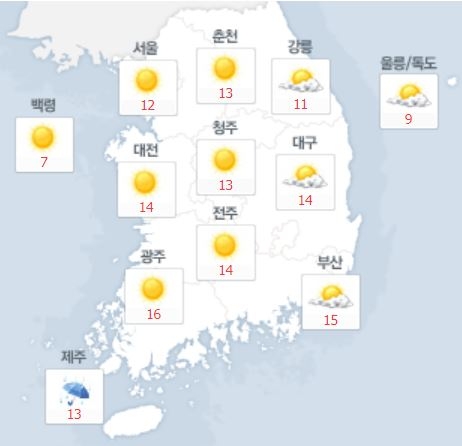 29일 제주를 제외한 전국이 맑은 날씨를 유지할 것으로 보인다. 사진=네이버 날씨 캡처