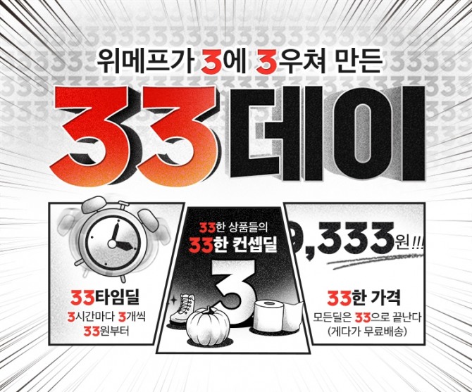 위메프가 '33데이'를 열고 특가 상품을 선보인다. 사진=위메프