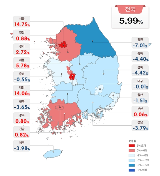 시·도별 공시가격 변동률. 자료=국토교통부