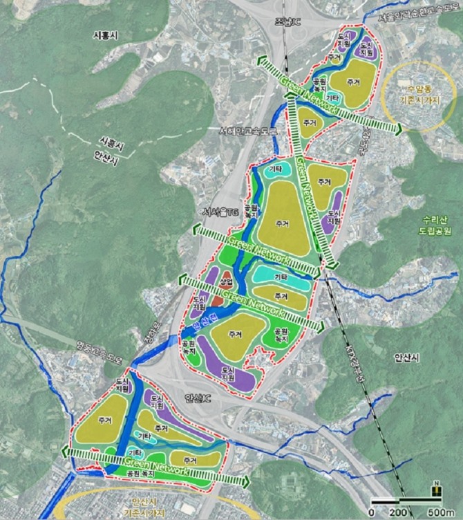 안산장상지구의 토지이용 구상도. 자료=국토교통부