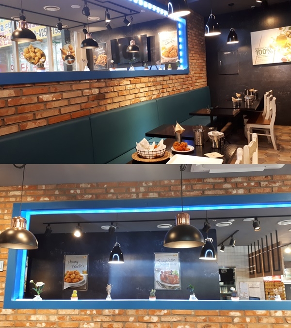 지난 13일 시식행사가 이뤄진 서울시 서대문구 BBQ 이대점 매장 내부. 이 지점은 최근 매장 확장 공사를 하고 인테리어를 개선했다. 사진=손민지 기자