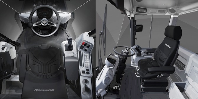 DL-7은 내부가 개선돼 운전자가 더욱 편리하게 작업할 수 있다.   사진=두산인프라코어