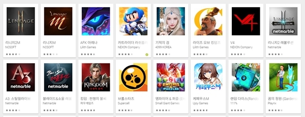 27일 구글 플레이스토어 최고 매출 게임 순위. 카트라이더 러쉬플러스가 4위에 올라 있다. 출처=구글플레이 갈무리