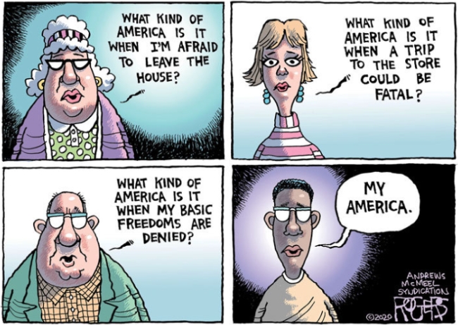 미국 흑인의 열악한 현실을 풍자한 만화 ‘My Kind Of America’ 자료=ROGERS-ANDREWS McMEEL SYNDICATION.