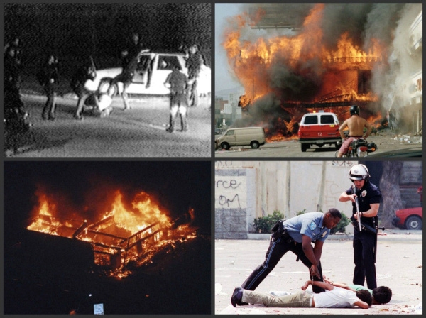 미네소타주 미니애폴리스에서 백인 경찰이 흑인인 조지 플로이드(46)의 목을 무릎으로 찍어 눌러 숨지게 해 워싱턴과 뉴욕 등 미국 곳곳에서는 약탈과 방화 등 폭동 수준의 시위가 이어지고 있다. 사진은 1992년 발생한 로스앤젤레스(LA) 폭동 영상. 사진=THE OCR