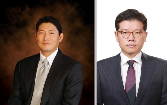조현준 효성그룹 회장(왼쪽)과 유석진 (주)코오롱 사장. 사진=글로벌이코노믹DB