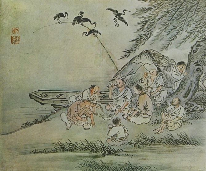 김득신 ‘천렵도(川獵圖)’, 18세기, 종이에 담채, 간송미술관.