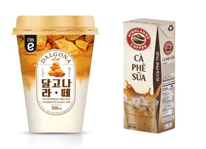 이마트24가 커피 상품과 관련 마케팅을 확대한다. 사진 왼쪽은 15일 출시하는 아임이 달고나 라떼, 오른쪽은 이달 30일 선보이는 '카페 쓰어 밀크'. 사진=이마트24