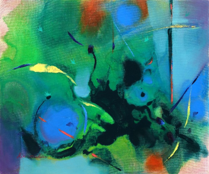 허숙이, '사계-여름바람',  60.6X72.7cm,acrylic & oil on canvas, 2019