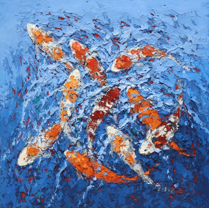 전미선,비단잉어 KOI 335, 60.6X60.6cm, oil on canvas, 2020