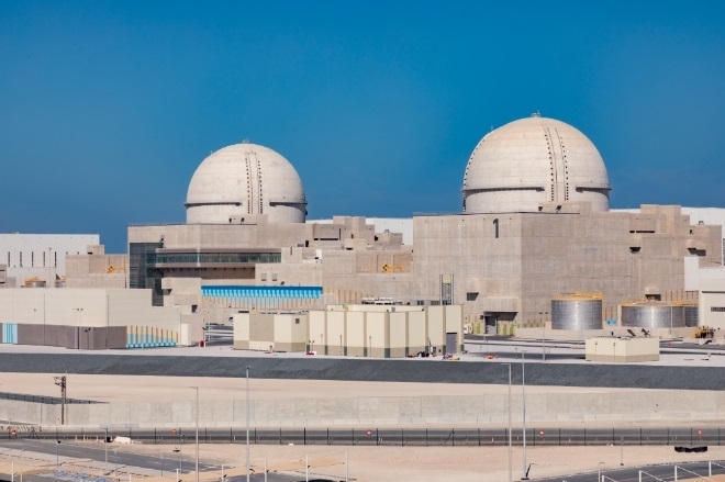 한국 첫 수출 원전인 아랍에미리트(UAE) 바라카 원전 전경. 사진=한국전력 