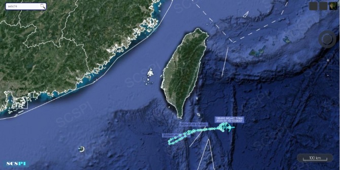 MQ-4C의 비행항적. 사진=SCSPI트위터