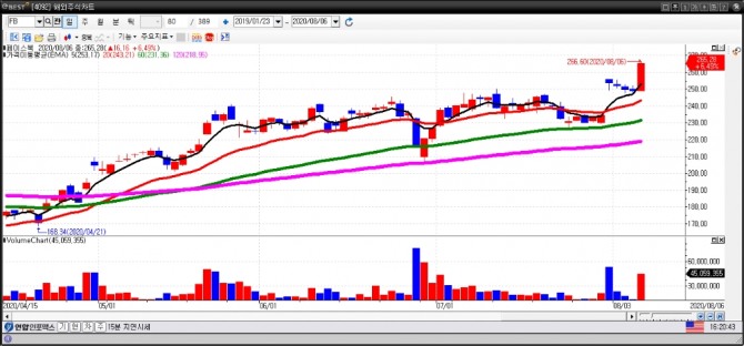 페이스북 일간차트. (8월 7일) 자료=이베스트투자증권 HTS
