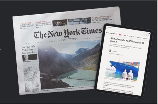마크 톰슨 뉴욕타임즈 최고경영자(CEO)는 독자들이 스마트폰이나 태블릿으로 기사를 접함에 따라 향후 20년 안에 종이신문은 사라질 것이라고 내다봤다.사진=NYT