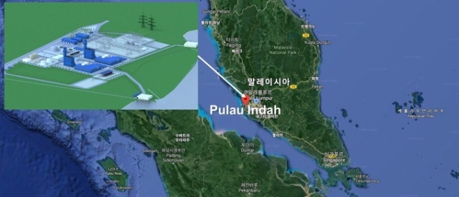한국전력(한전)의 말레이시아 풀라우인다 가스복합 발전소 위치도와 조감도. 사진=한전 