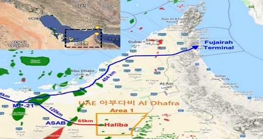 한국석유공사의 아랍에미리트(UAE) 알 다프라(Al Dhafra) 광구 위치도. 사진=한국석유공사 