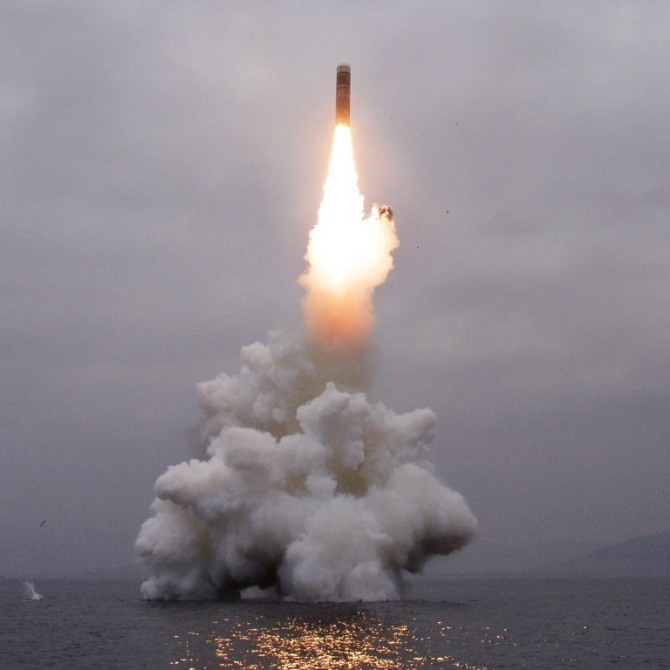북한이 지난해 10월2일 시험발사한 북극성-3호 잠수함발사탄도미사일. 사진=CSIS 미사일쓰렛