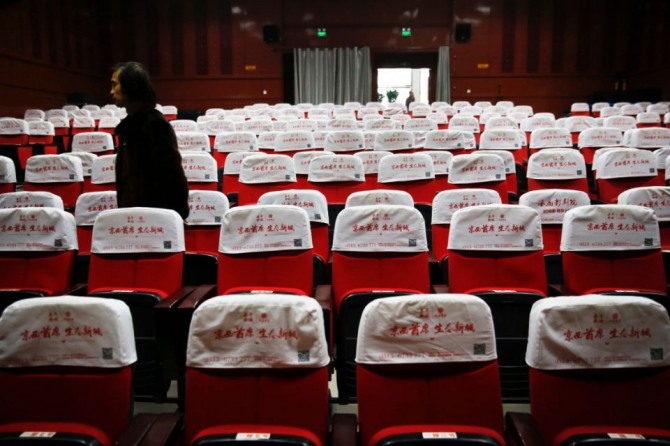 코로나 사태가 한창이었을 때 중국 영화관의 모습. 사진=로이터