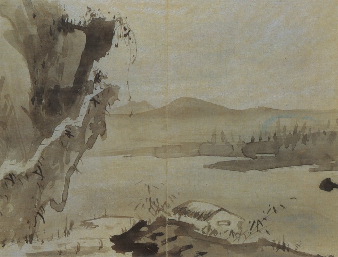 이정 ‘산수도’, 17세기, 종이에 수묵, 국립중앙박물관.