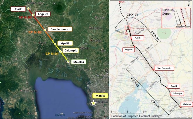 필리핀 남북철도 1공구 위치도. 사진=현대건설