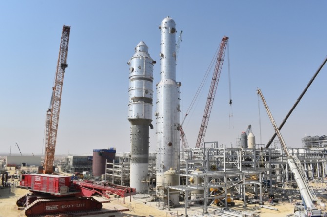 대림산업이 최근 설치를 끝낸 사우디아라비아 마덴 암모니아 Ⅲ 공장 이산화탄소 제거시설의 모습. 사진=대림산업 