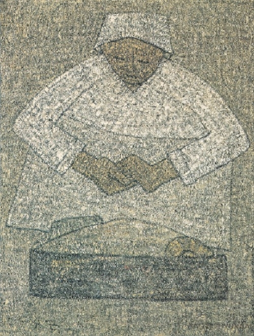 박수근 ‘앉아있는 여인’, 1961년, 캔버스에 유채.