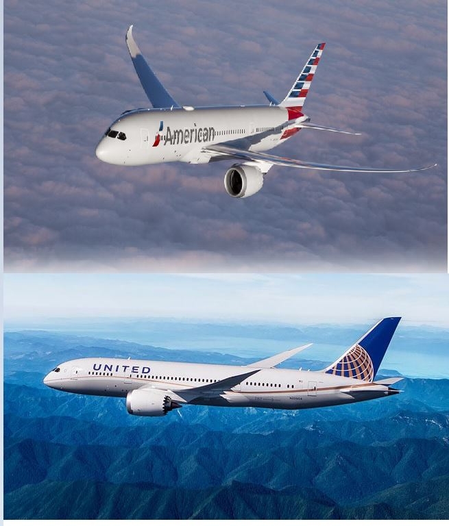 아메리칸항공, 유나이티드항공 등 미국 항공사들 10월 중순 이후 2만9000명을 감원했다. 사진=AA, United Airlines