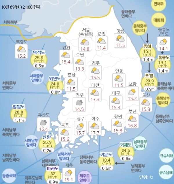 전국 날씨, 자료=기상청