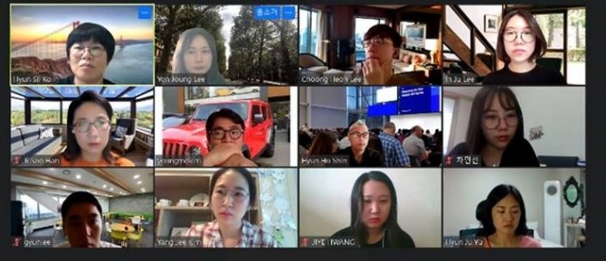 월간 지구직구 프로모션을 위한 화상회의를 진행하고 있는 AM3팀 팀원들의 모습. 사진=G9