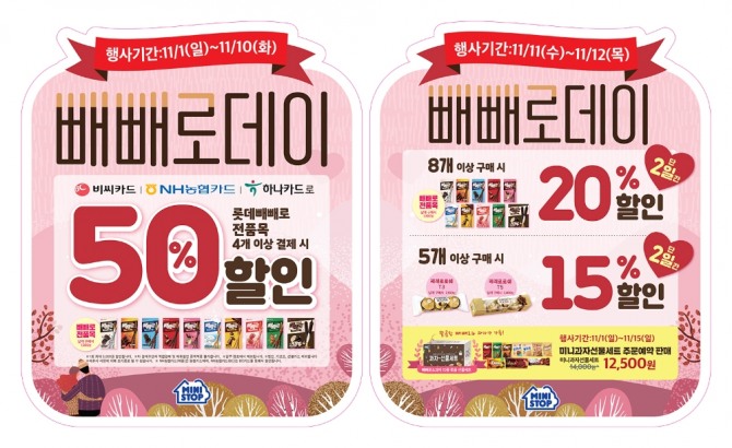 미니스톱은 초콜릿과 빼빼로 상품을 대상으로 다양한 가격 할인 행사를 벌인다. 사진=미니스톱