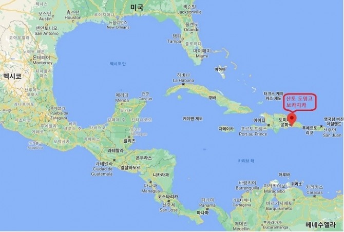 도미니카 공화국과 수도 산토 도밍고의 위치. 사진=구글맵 기반 디자인 처리