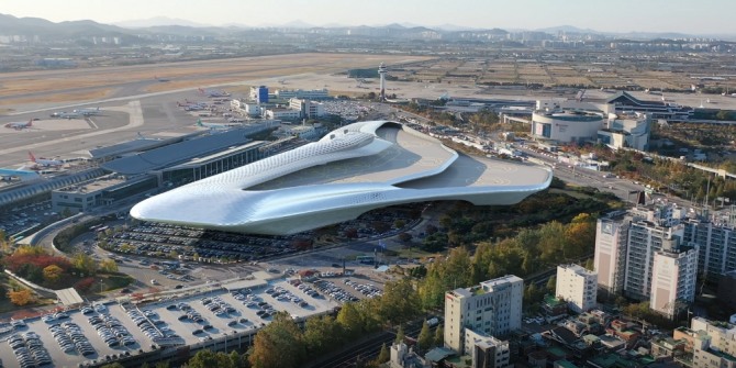 한화시스템은 11일 기체의 경쟁력과 기체 운항을 위한 인프라 구축사업을 소개했다. 버티허브 구축 조감도. 사진=한화시스템