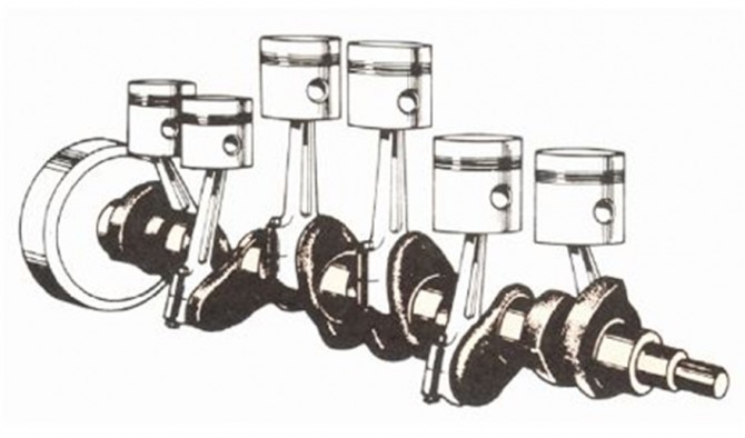 피스톤과 크랭크축(오일점도가 높으면 회전시 부하증가)