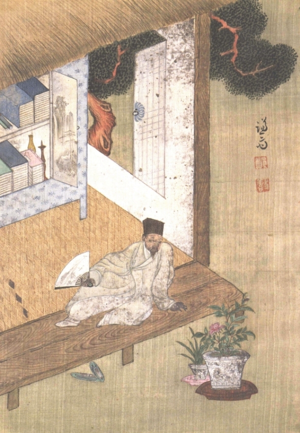 정선 '독서여가도(讀書餘暇圖)', 18세기, 비단에 채색, 간송미술관