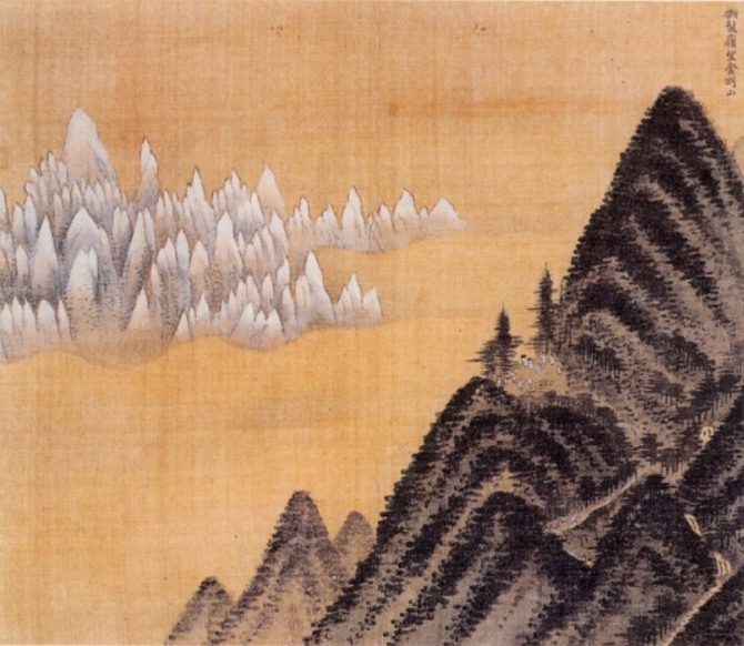 정선 '단발령망금강산', 18세기, 비단에 수묵, 국립중앙박물관